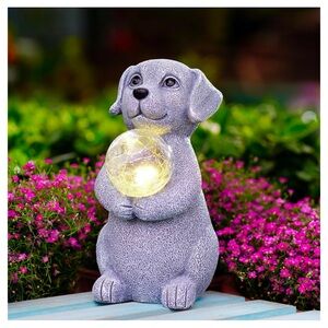 Solar Garden Decor Statue Dog